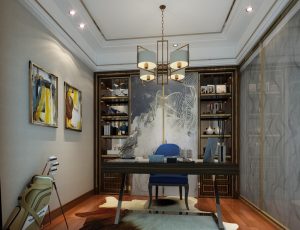 75-书房模型/读书房效果图/3D模型/无水印模型/书房3D模型