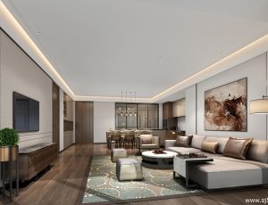 473-客厅模型/客餐厅/会客厅/起居室/3D模型