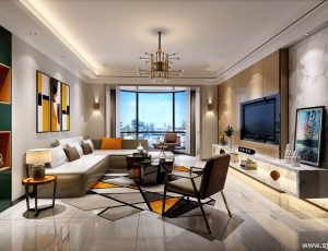 503-客厅模型/客餐厅/会客厅/起居室/3D模型