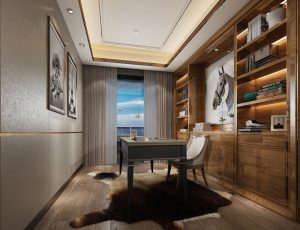 44-书房模型/读书房效果图/3D模型/无水印模型/书房3D模型