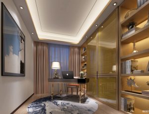 08-书房模型/读书房效果图/3D模型/无水印模型/书房3D模型