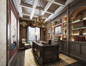 56-书房模型/读书房效果图/3D模型/无水印模型/书房3D模型