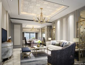 371-客厅模型/客餐厅/会客厅/起居室/3D模型