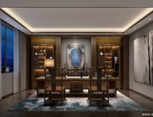 40-书房模型/读书房效果图/3D模型/无水印模型/书房3D模型