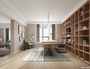 63-书房模型/读书房效果图/3D模型/无水印模型/书房3D模型