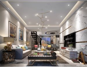 348-客厅模型/客餐厅/会客厅/起居室/3D模型