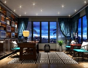 39-书房模型/读书房效果图/3D模型/无水印模型/书房3D模型