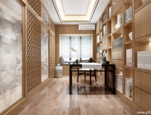 93-书房模型/读书房效果图/3D模型/无水印模型/书房3D模型