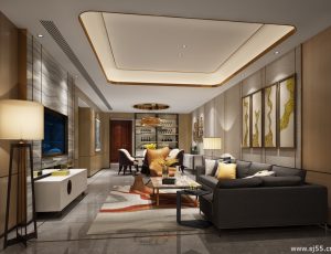 560-客厅模型/客餐厅/会客厅/起居室/3D模型