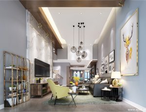 445-客厅模型/客餐厅/会客厅/起居室/3D模型