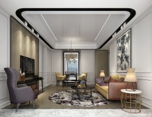 391-客厅模型/客餐厅/会客厅/起居室/3D模型