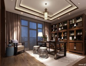 86-书房模型/读书房效果图/3D模型/无水印模型/书房3D模型