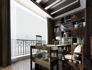 15-书房模型/读书房效果图/3D模型/无水印模型/书房3D模型