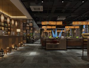 87-餐厅/自助餐厅/火锅店/MAX模型餐厅/自助餐厅/火锅店场景模型